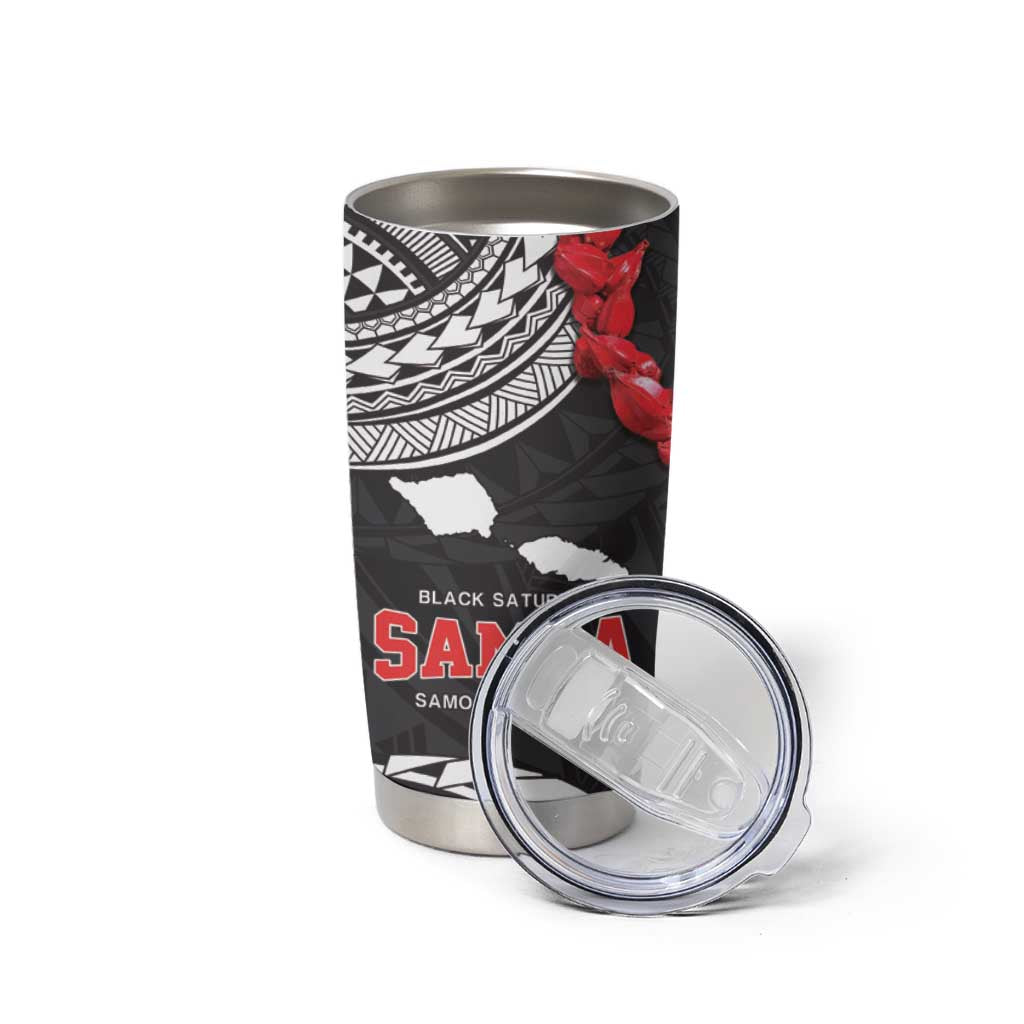 Samoa Black Saturday Tumbler Cup Samoa mo Samoa with Black Ula Fala LT9 - Polynesian Pride
