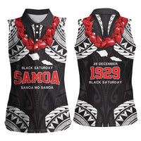 Samoa Black Saturday Women Sleeveless Polo Shirt Samoa mo Samoa with Black Ula Fala