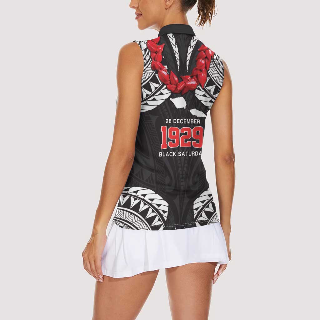 Samoa Black Saturday Women Sleeveless Polo Shirt Samoa mo Samoa with Black Ula Fala
