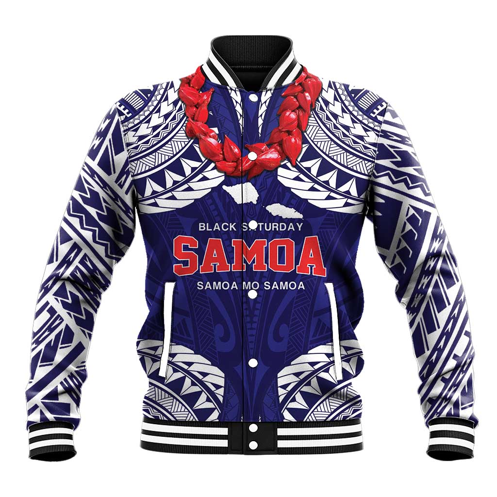 Samoa Black Saturday Baseball Jacket Samoa mo Samoa with Blue Ula Fala