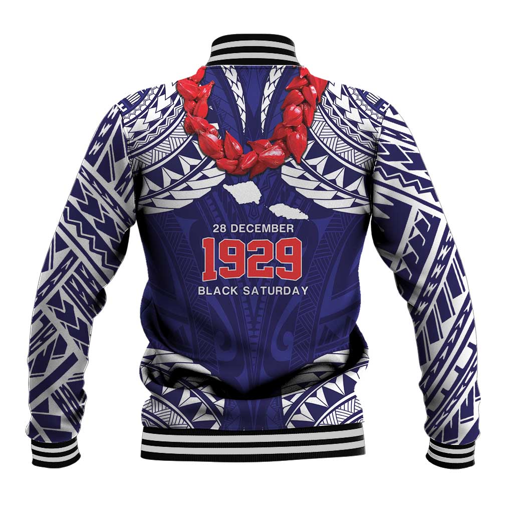 Samoa Black Saturday Baseball Jacket Samoa mo Samoa with Blue Ula Fala