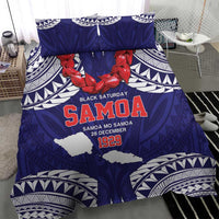 Samoa Black Saturday Bedding Set Samoa mo Samoa with Blue Ula Fala