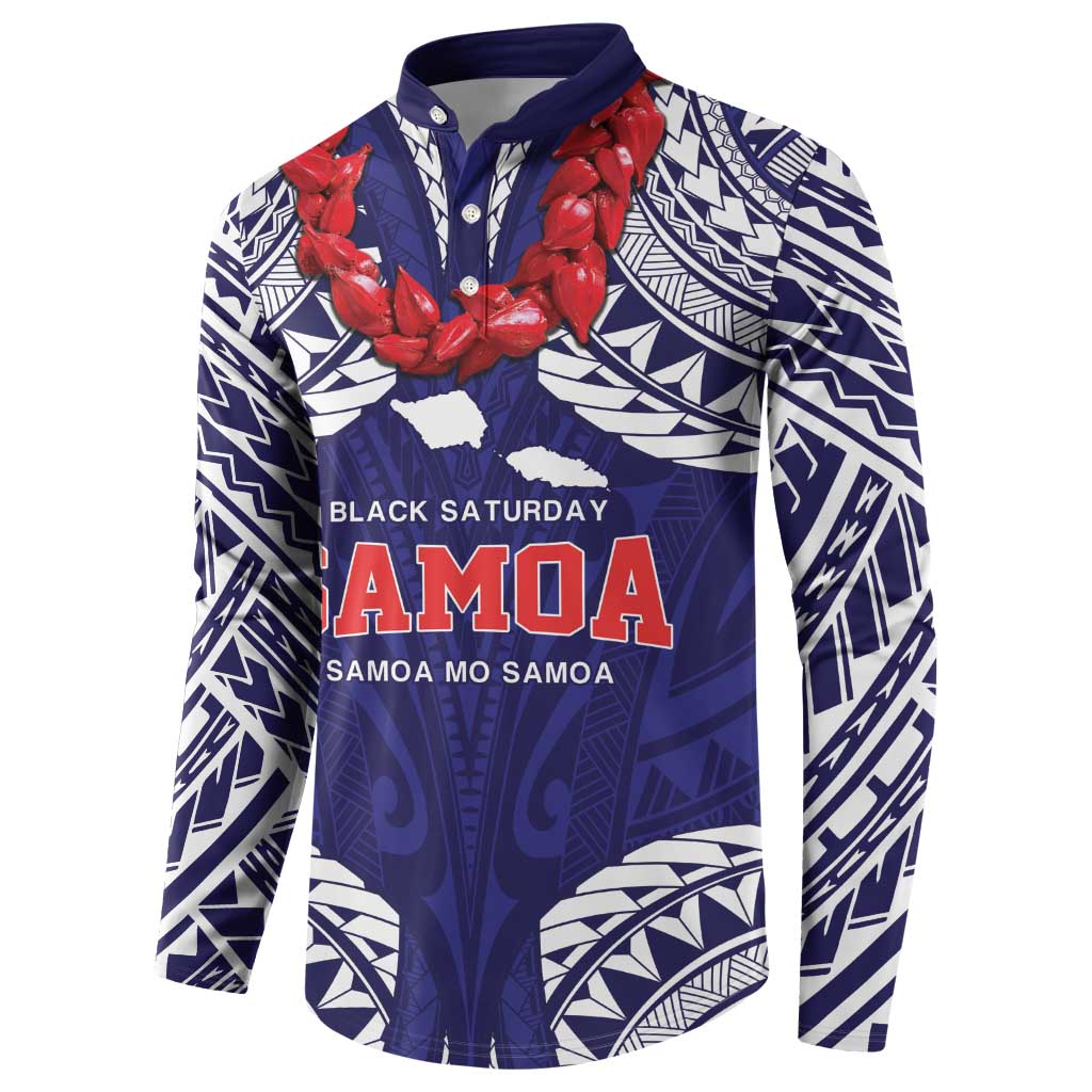 Samoa Black Saturday Button Sweatshirt Samoa mo Samoa with Blue Ula Fala