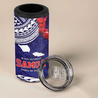 Samoa Black Saturday 4 in 1 Can Cooler Tumbler Samoa mo Samoa with Blue Ula Fala