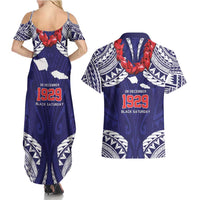 Samoa Black Saturday Couples Matching Summer Maxi Dress and Hawaiian Shirt Samoa mo Samoa with Blue Ula Fala
