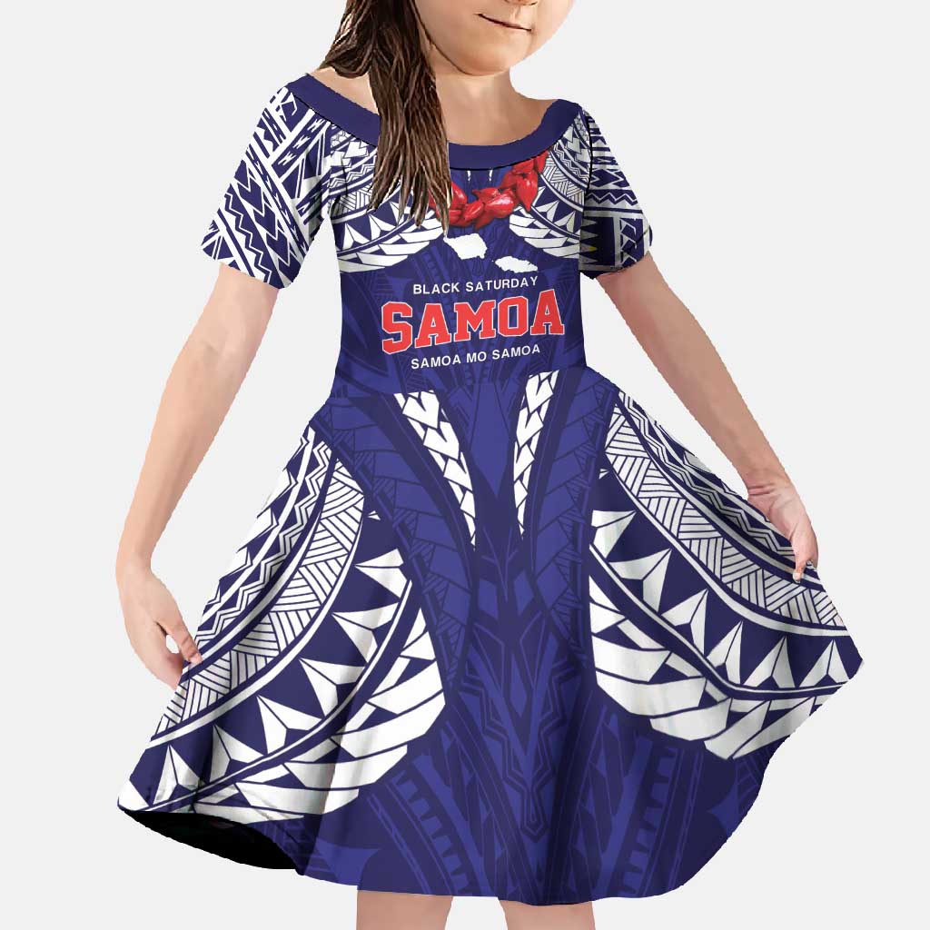 Samoa Black Saturday Family Matching Long Sleeve Bodycon Dress and Hawaiian Shirt Samoa mo Samoa with Blue Ula Fala
