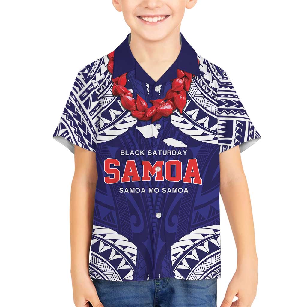 Samoa Black Saturday Family Matching Long Sleeve Bodycon Dress and Hawaiian Shirt Samoa mo Samoa with Blue Ula Fala
