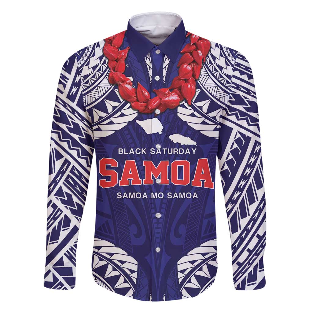 Samoa Black Saturday Family Matching Off Shoulder Short Dress and Hawaiian Shirt Samoa mo Samoa with Blue Ula Fala