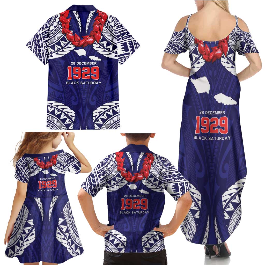 Samoa Black Saturday Family Matching Summer Maxi Dress and Hawaiian Shirt Samoa mo Samoa with Blue Ula Fala