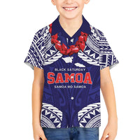 Samoa Black Saturday Family Matching Summer Maxi Dress and Hawaiian Shirt Samoa mo Samoa with Blue Ula Fala