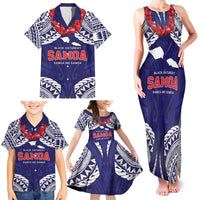 Samoa Black Saturday Family Matching Tank Maxi Dress and Hawaiian Shirt Samoa mo Samoa with Blue Ula Fala