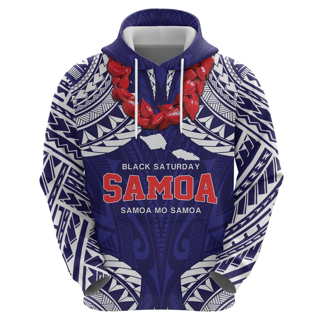 Samoa Black Saturday Hoodie Samoa mo Samoa with Blue Ula Fala