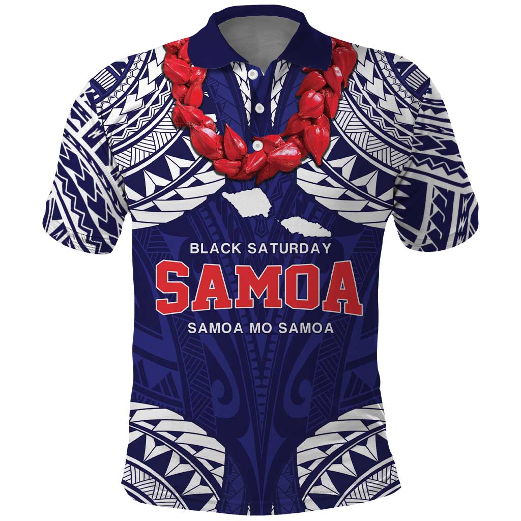 Samoa Black Saturday Polo Shirt Samoa mo Samoa with Blue Ula Fala