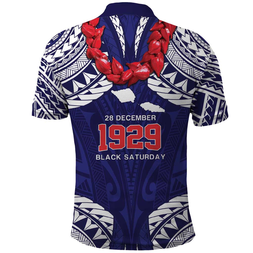 Samoa Black Saturday Polo Shirt Samoa mo Samoa with Blue Ula Fala