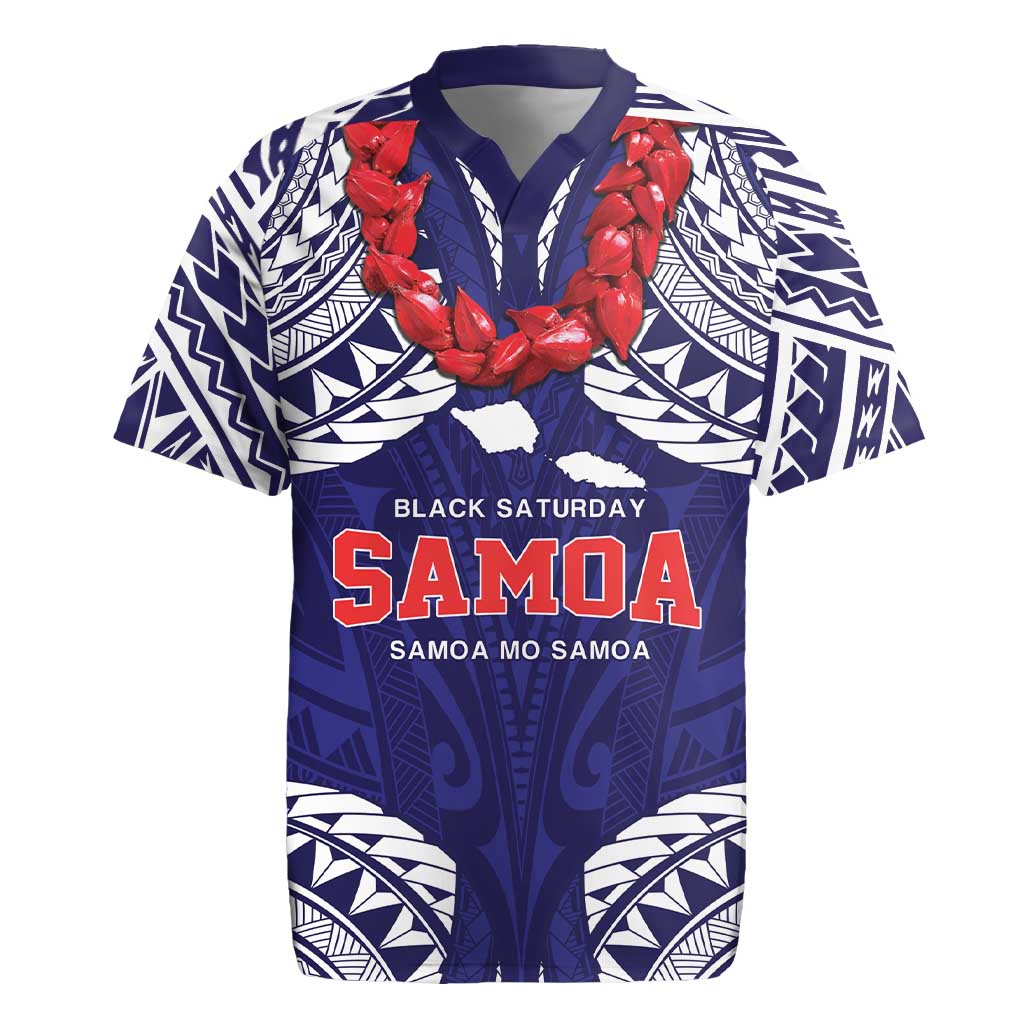 Samoa Black Saturday Rugby Jersey Samoa mo Samoa with Blue Ula Fala