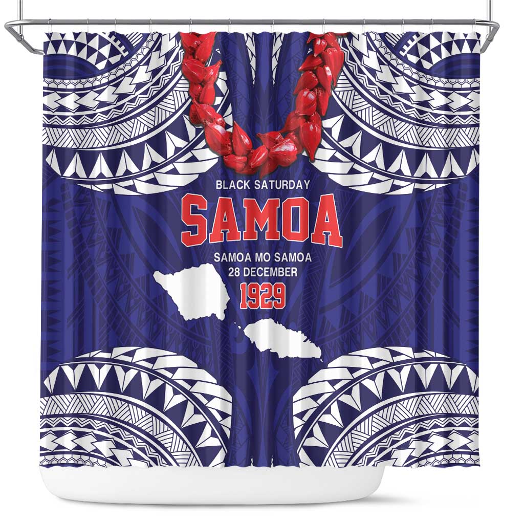 Samoa Black Saturday Shower Curtain Samoa mo Samoa with Blue Ula Fala