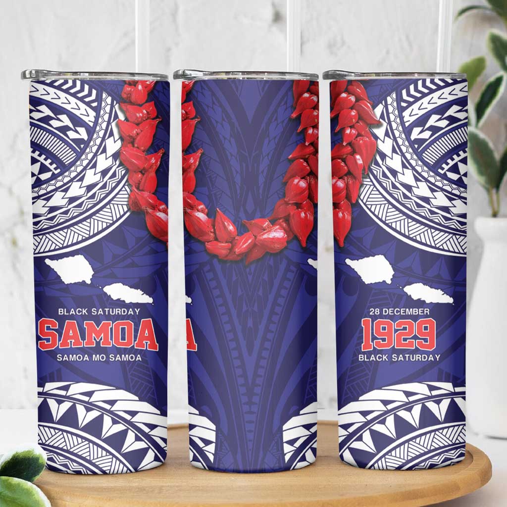 Samoa Black Saturday Skinny Tumbler Samoa mo Samoa with Blue Ula Fala LT9 - Polynesian Pride