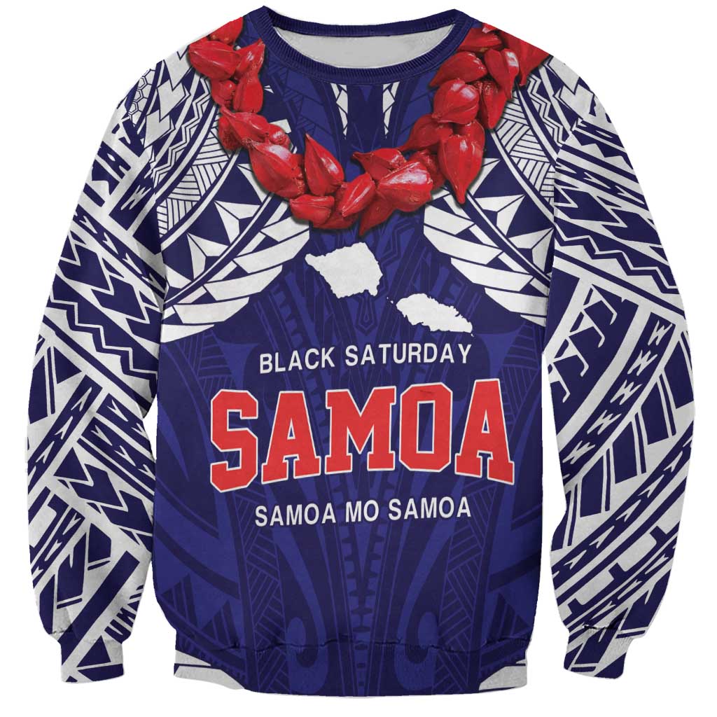 Samoa Black Saturday Sweatshirt Samoa mo Samoa with Blue Ula Fala