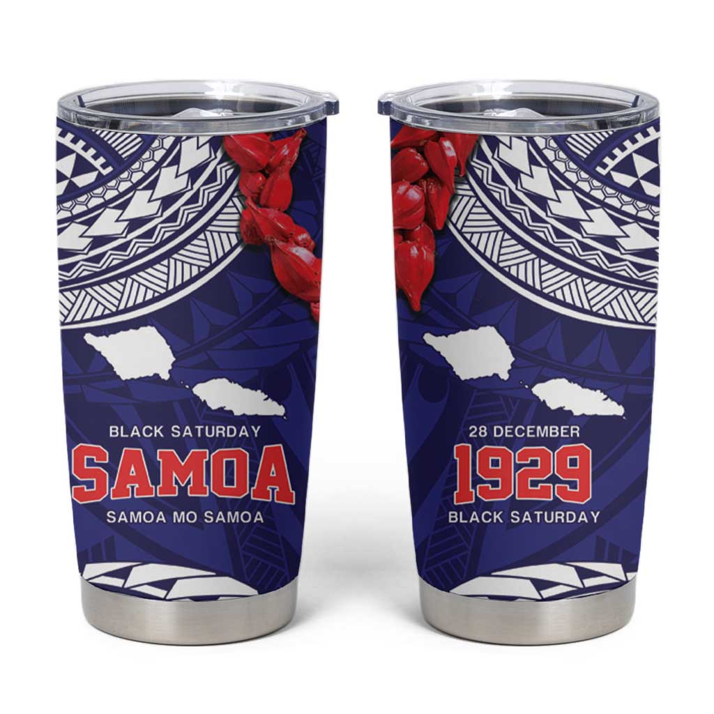 Samoa Black Saturday Tumbler Cup Samoa mo Samoa with Blue Ula Fala LT9 Blue - Polynesian Pride