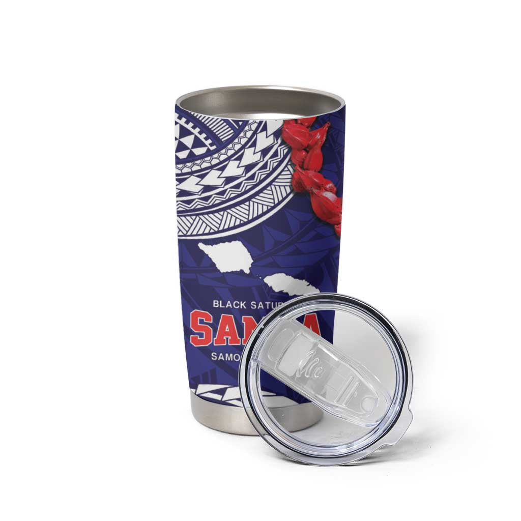 Samoa Black Saturday Tumbler Cup Samoa mo Samoa with Blue Ula Fala LT9 - Polynesian Pride