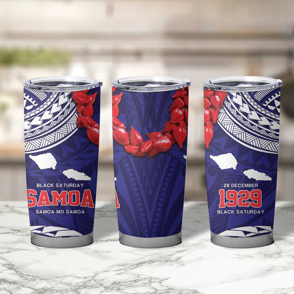 Samoa Black Saturday Tumbler Cup Samoa mo Samoa with Blue Ula Fala LT9 - Polynesian Pride