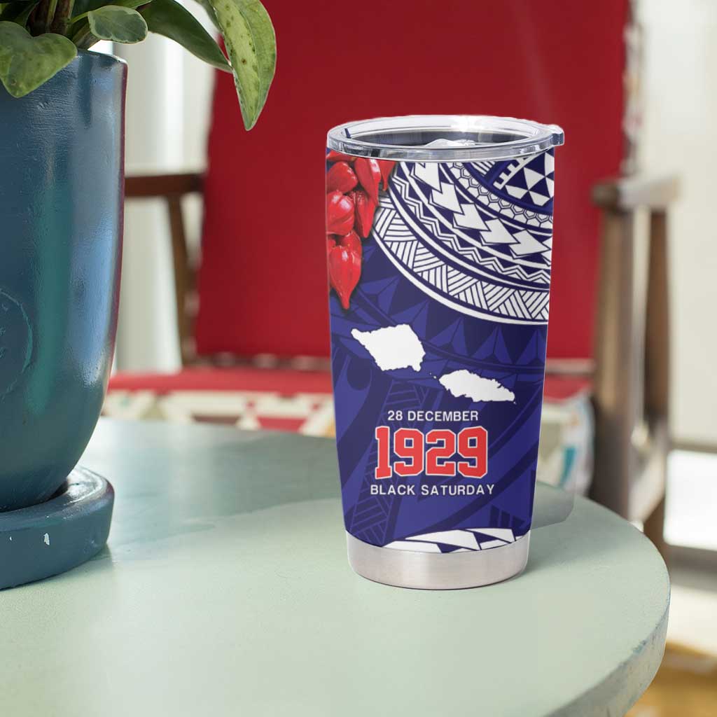 Samoa Black Saturday Tumbler Cup Samoa mo Samoa with Blue Ula Fala LT9 - Polynesian Pride