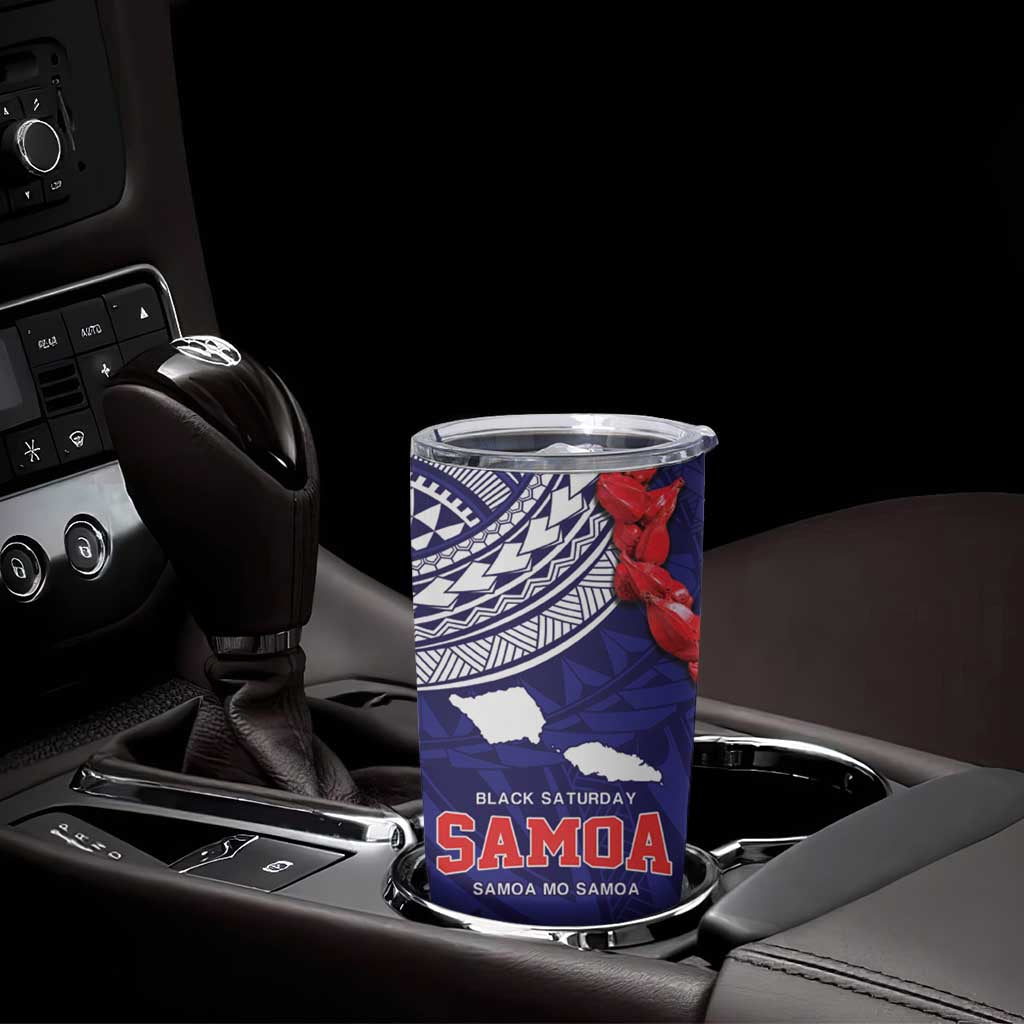 Samoa Black Saturday Tumbler Cup Samoa mo Samoa with Blue Ula Fala LT9 - Polynesian Pride