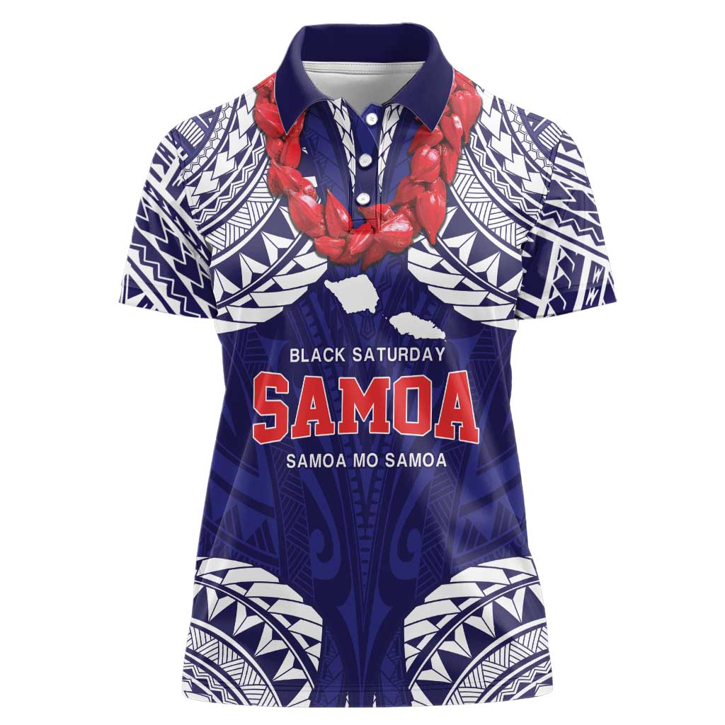 Samoa Black Saturday Women Polo Shirt Samoa mo Samoa with Blue Ula Fala