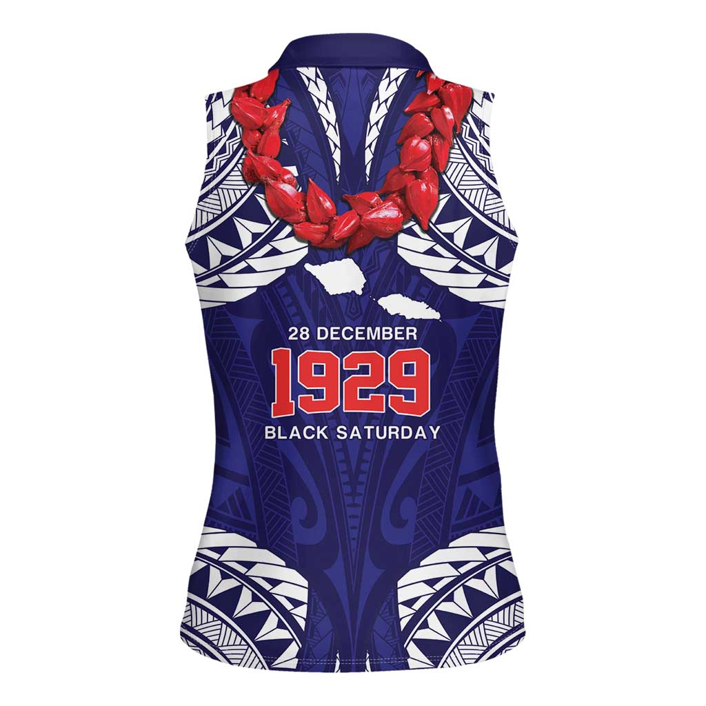 Samoa Black Saturday Women Sleeveless Polo Shirt Samoa mo Samoa with Blue Ula Fala