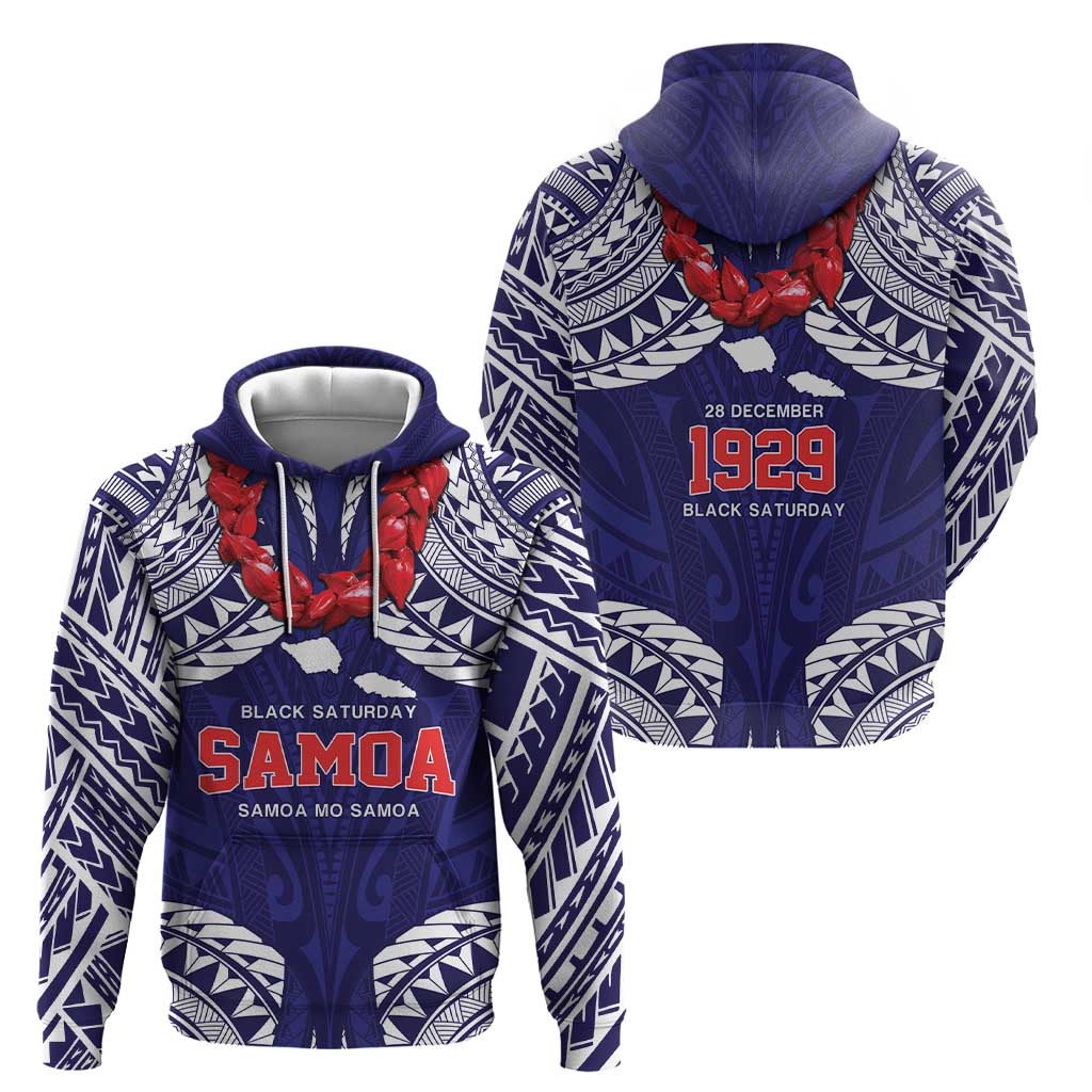 Samoa Black Saturday Zip Hoodie Samoa mo Samoa with Blue Ula Fala
