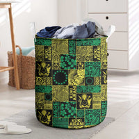Cook Islands Mere Kiritimiti Laundry Basket Pacific Patchwork Xmas Vibes LT9 Green - Polynesian Pride