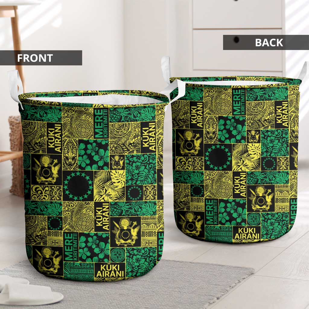 Cook Islands Mere Kiritimiti Laundry Basket Pacific Patchwork Xmas Vibes LT9 - Polynesian Pride