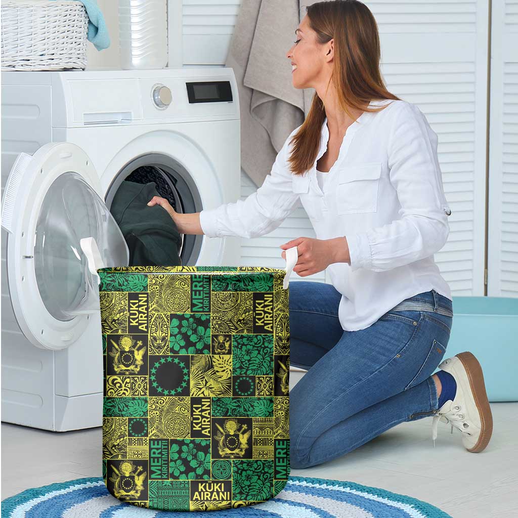 Cook Islands Mere Kiritimiti Laundry Basket Pacific Patchwork Xmas Vibes LT9 - Polynesian Pride