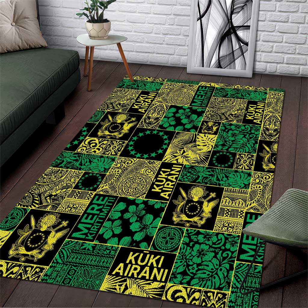 Cook Islands Mere Kiritimiti Area Rug Pacific Patchwork Xmas Vibes - Polynesian Pride