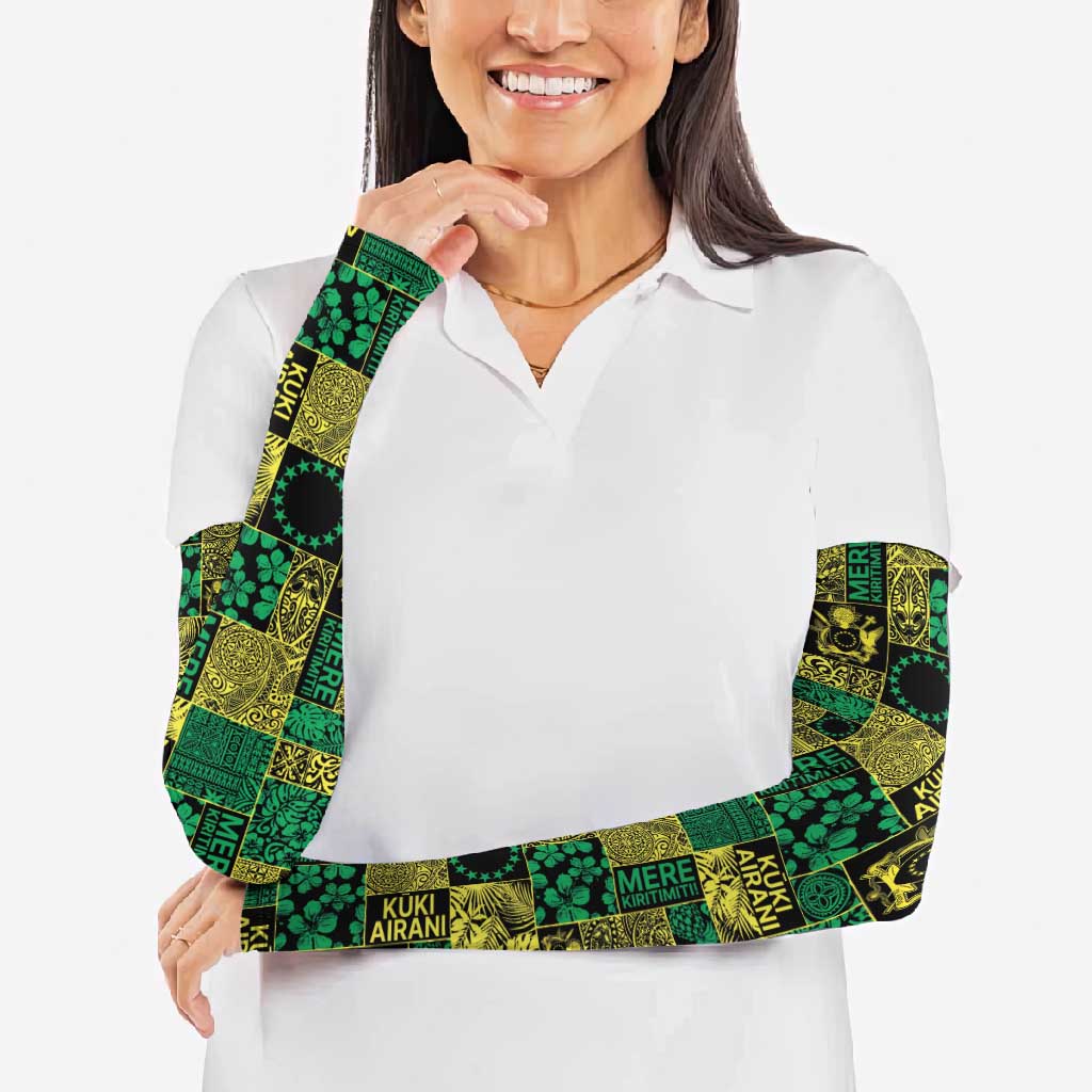 Cook Islands Mere Kiritimiti Arm Sleeves Pacific Patchwork Xmas Vibes LT9 - Polynesian Pride