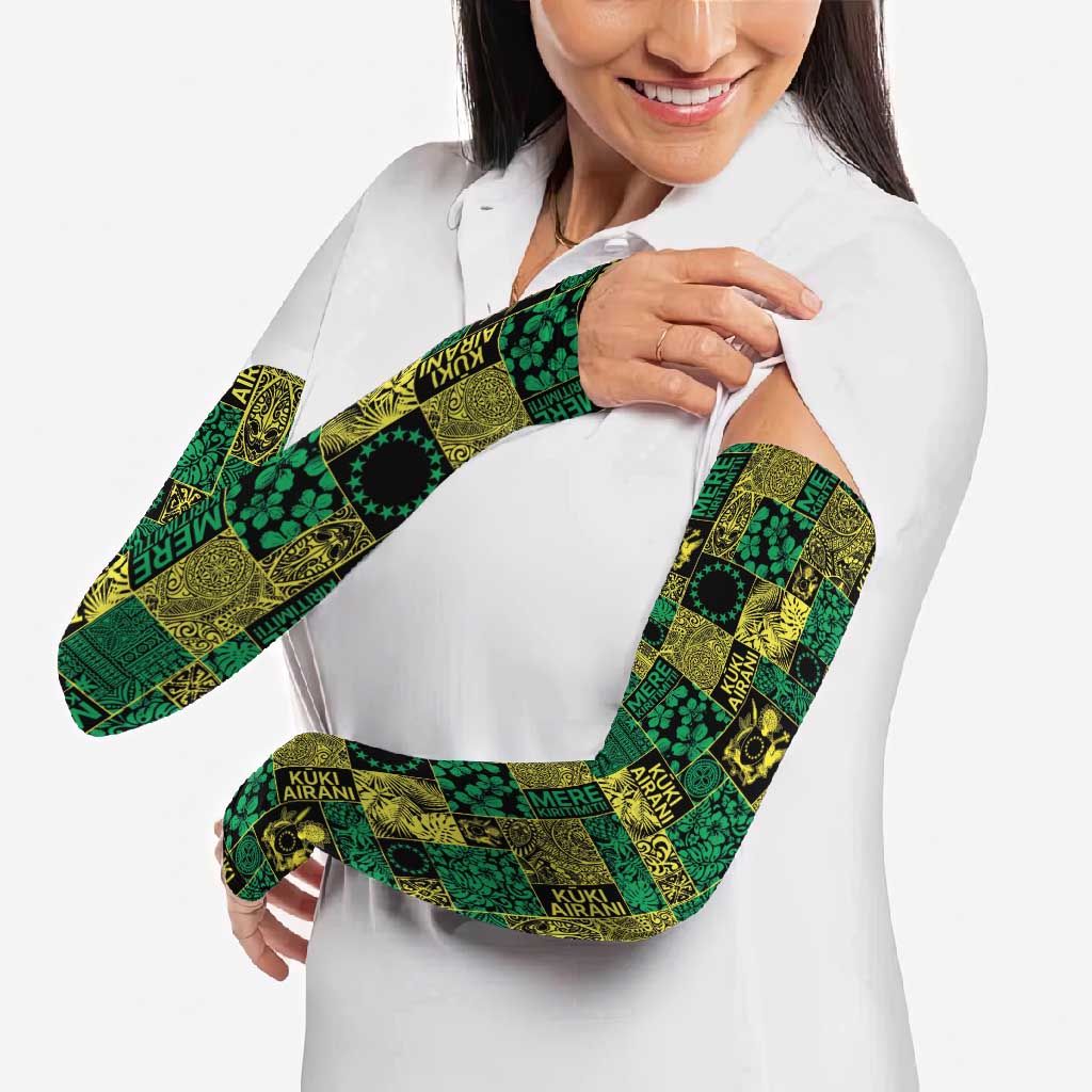 Cook Islands Mere Kiritimiti Arm Sleeves Pacific Patchwork Xmas Vibes LT9 - Polynesian Pride