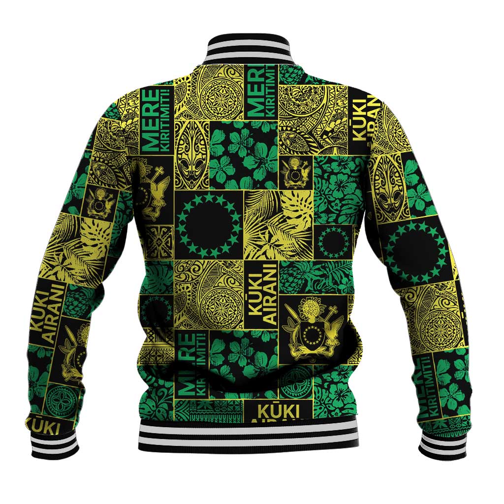 Cook Islands Mere Kiritimiti Baseball Jacket Pacific Patchwork Xmas Vibes LT9 - Polynesian Pride