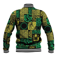 Cook Islands Mere Kiritimiti Baseball Jacket Pacific Patchwork Xmas Vibes LT9 - Polynesian Pride