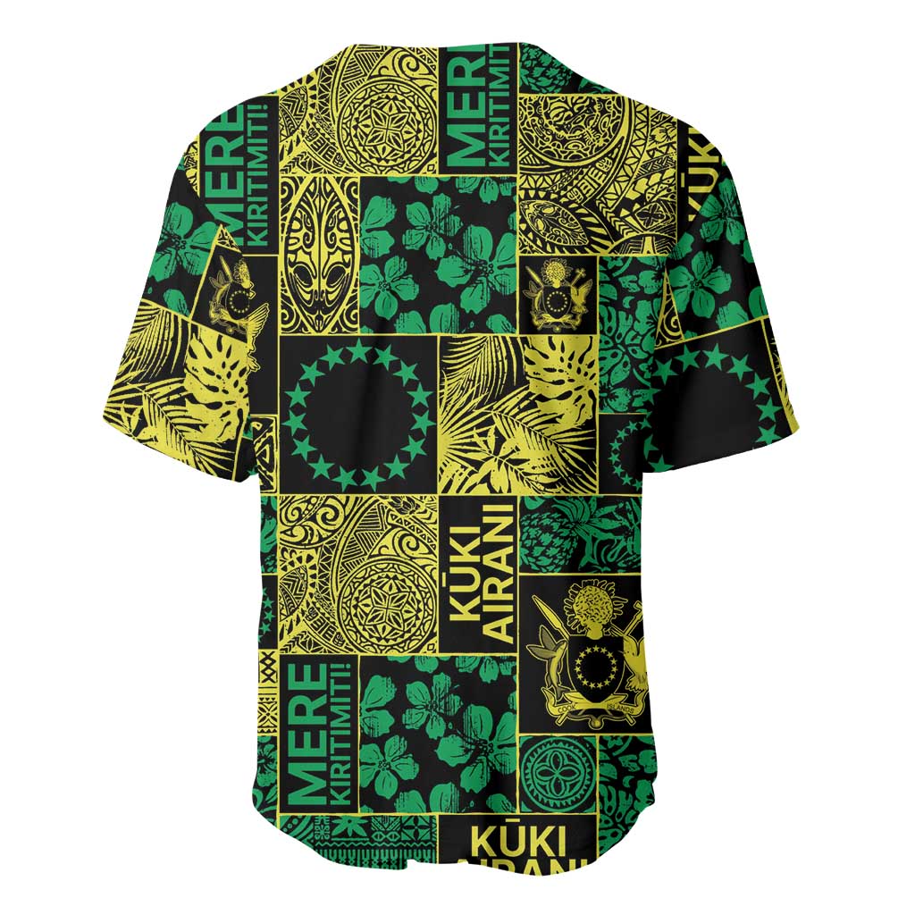 Cook Islands Mere Kiritimiti Baseball Jersey Pacific Patchwork Xmas Vibes LT9 - Polynesian Pride