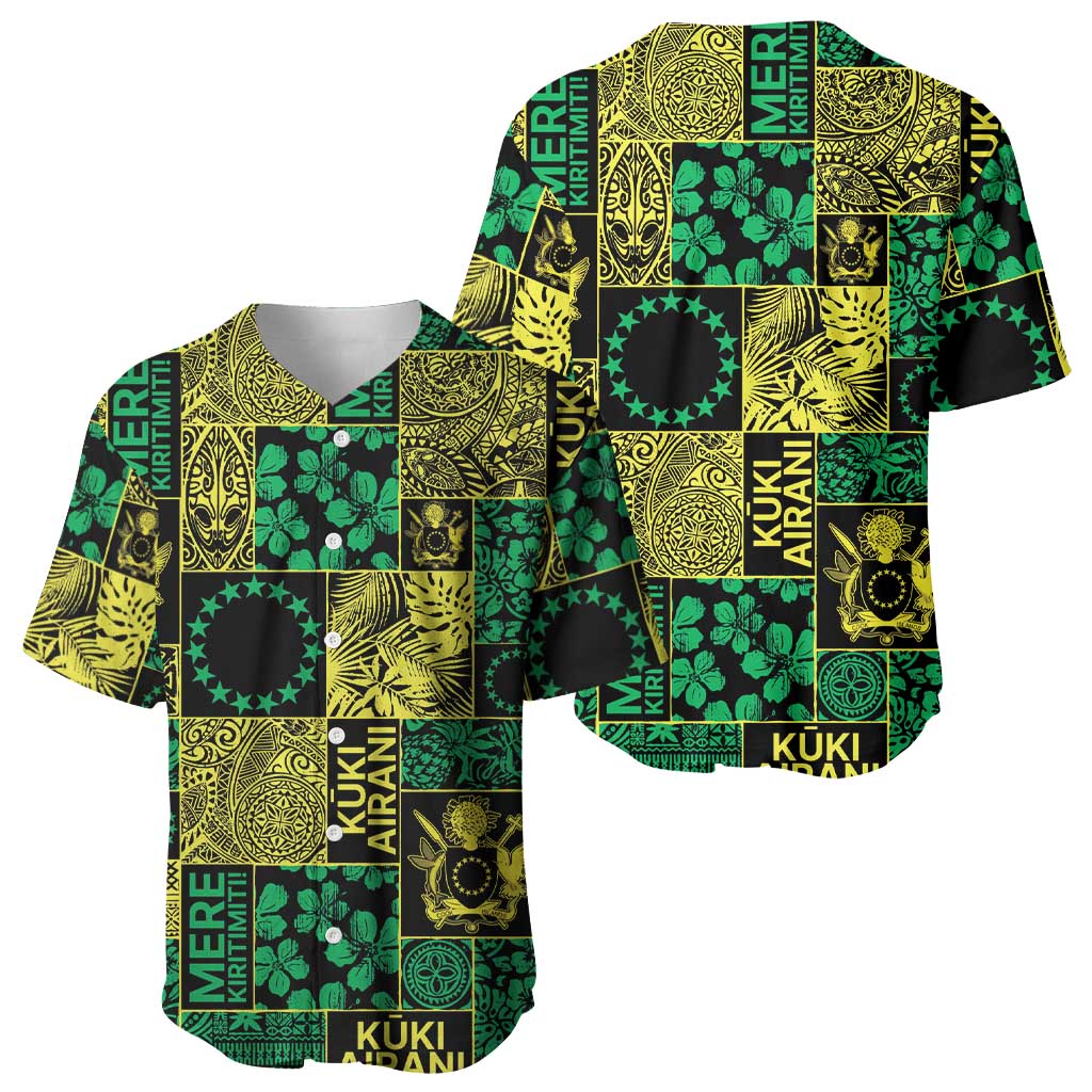 Cook Islands Mere Kiritimiti Baseball Jersey Pacific Patchwork Xmas Vibes LT9 - Polynesian Pride
