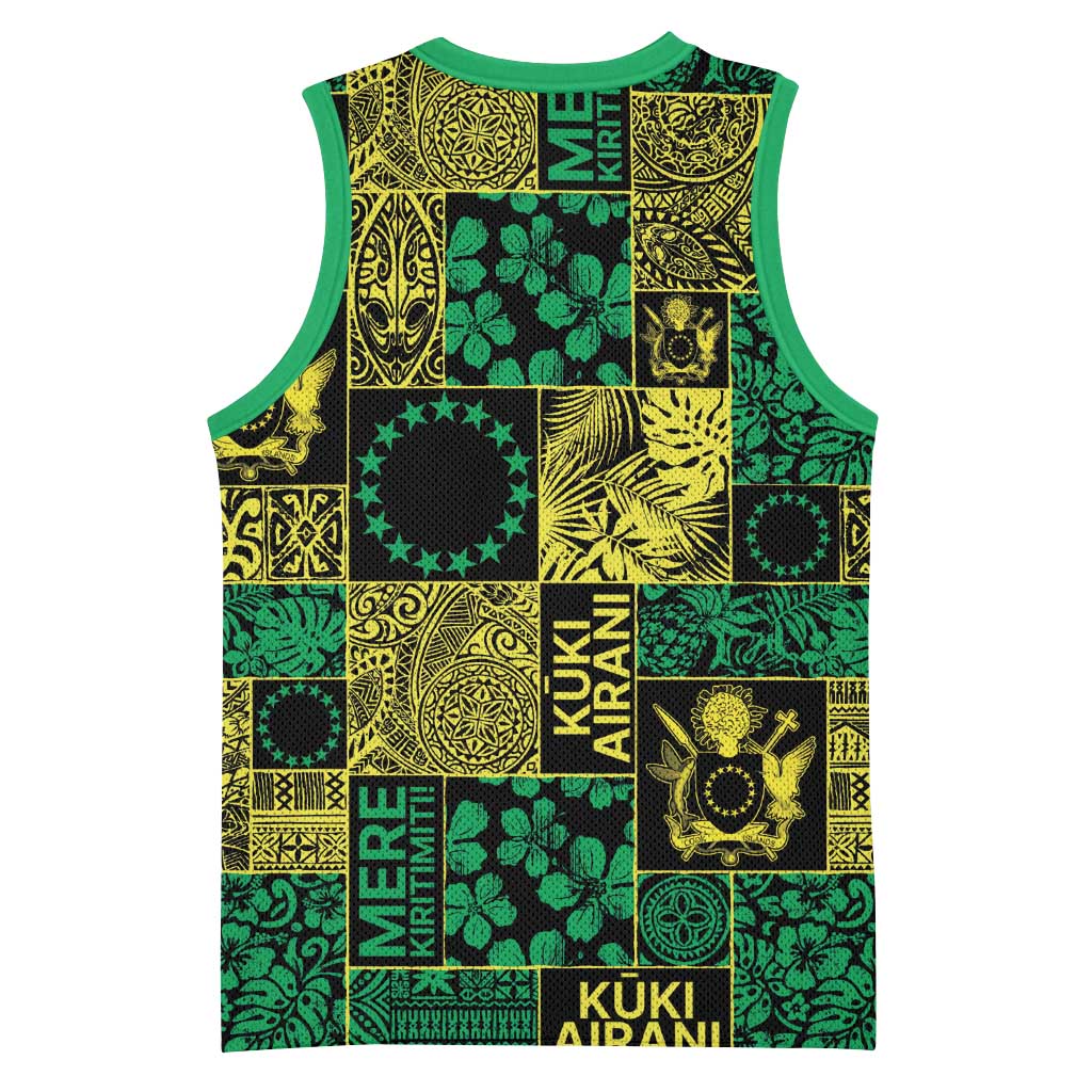 Cook Islands Mere Kiritimiti Basketball Jersey Pacific Patchwork Xmas Vibes LT9 - Polynesian Pride