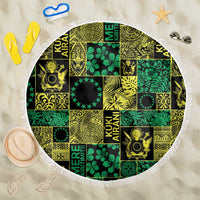 Cook Islands Mere Kiritimiti Beach Blanket Pacific Patchwork Xmas Vibes LT9 One Size 150cm Green - Polynesian Pride