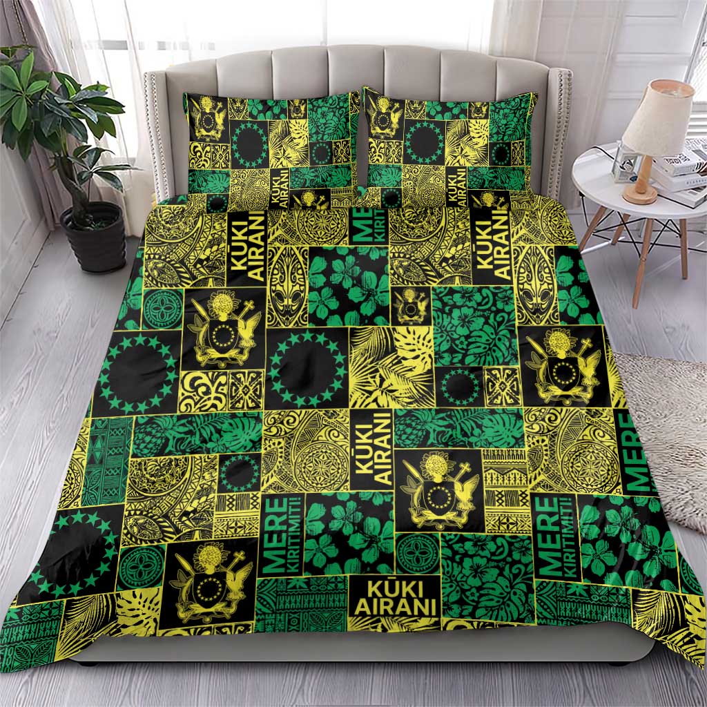 Cook Islands Mere Kiritimiti Bedding Set Pacific Patchwork Xmas Vibes - Polynesian Pride