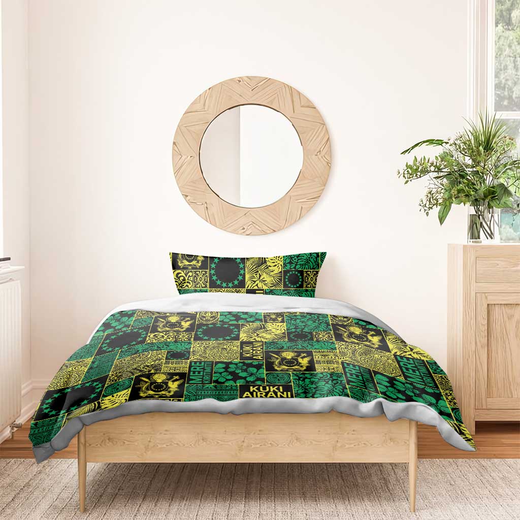 Cook Islands Mere Kiritimiti Bedding Set Pacific Patchwork Xmas Vibes - Polynesian Pride