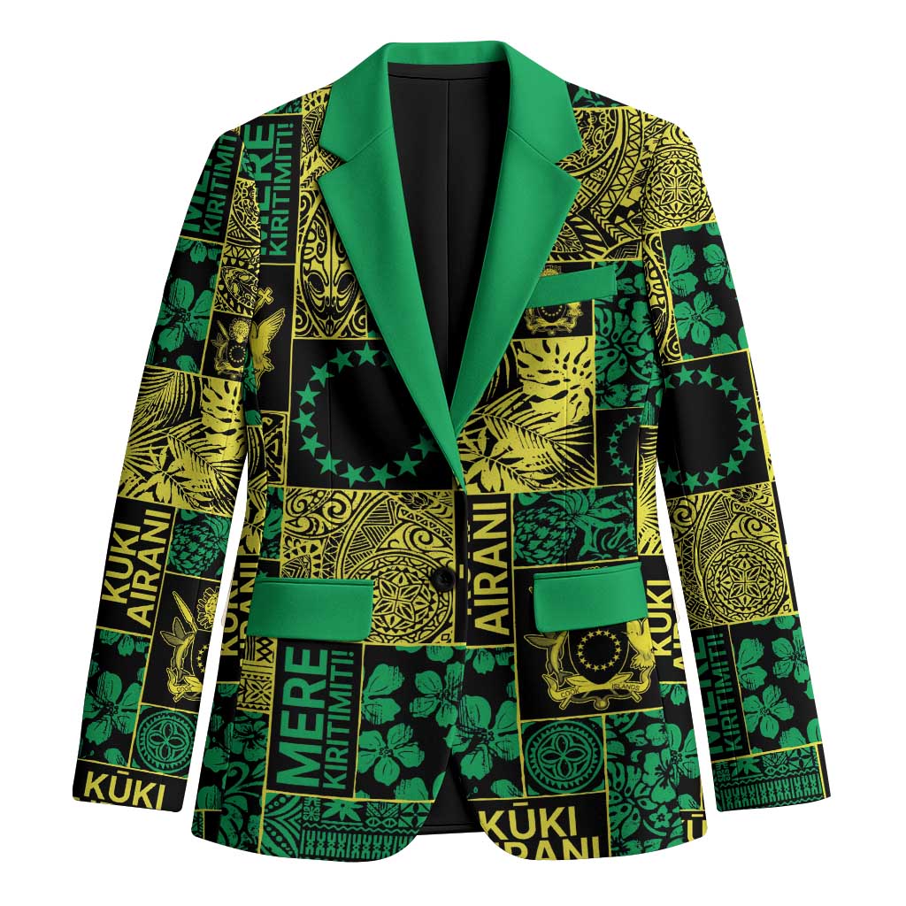 Cook Islands Mere Kiritimiti Blazer Pacific Patchwork Xmas Vibes LT9 Unisex Green - Polynesian Pride