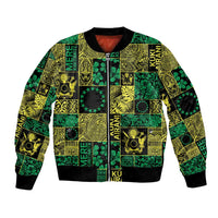 Cook Islands Mere Kiritimiti Bomber Jacket Pacific Patchwork Xmas Vibes LT9 Unisex Green - Polynesian Pride