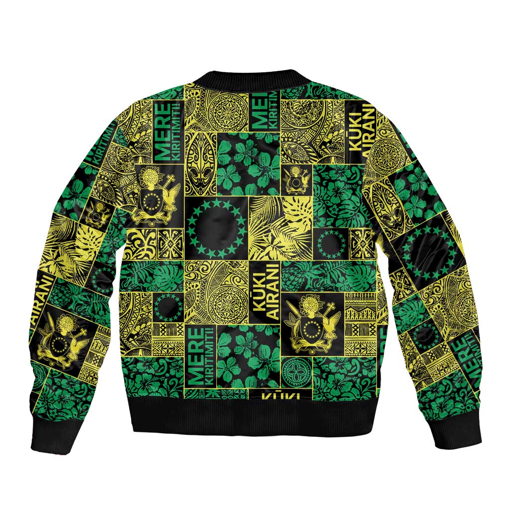 Cook Islands Mere Kiritimiti Bomber Jacket Pacific Patchwork Xmas Vibes LT9 - Polynesian Pride