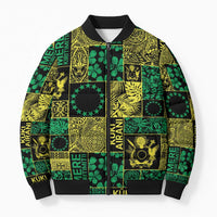 Cook Islands Mere Kiritimiti Bomber Puffer Jacket Pacific Patchwork Xmas Vibes LT9 Unisex Green - Polynesian Pride