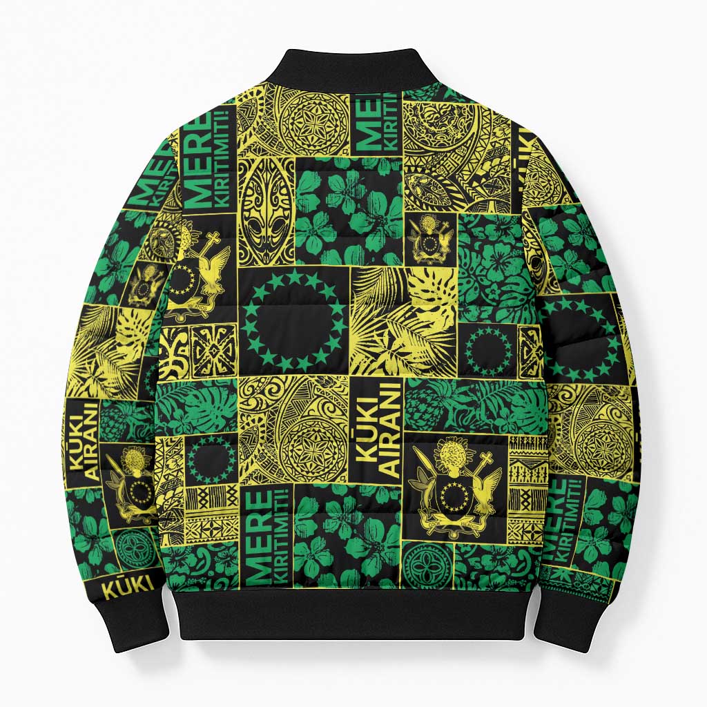 Cook Islands Mere Kiritimiti Bomber Puffer Jacket Pacific Patchwork Xmas Vibes LT9 - Polynesian Pride