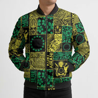 Cook Islands Mere Kiritimiti Bomber Puffer Jacket Pacific Patchwork Xmas Vibes LT9 - Polynesian Pride